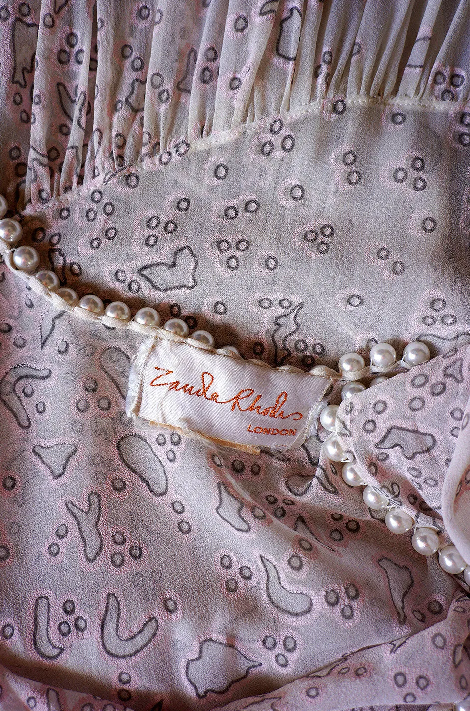 1980s Pearl Edged Zandra Rhodes Dress