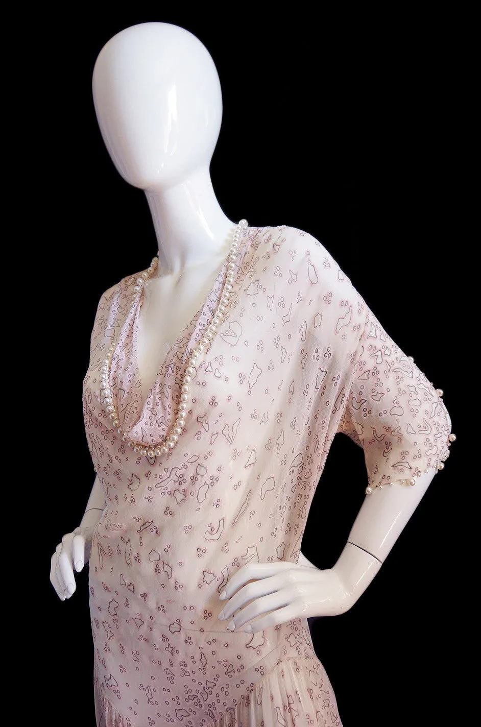 1980s Pearl Edged Zandra Rhodes Dress