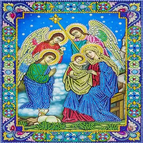 5D Diamond Paiting DIY Jesus Cross Wall Decor Religious Figures Church Utensils Rhinestone Catholic Mary Statue Ortho