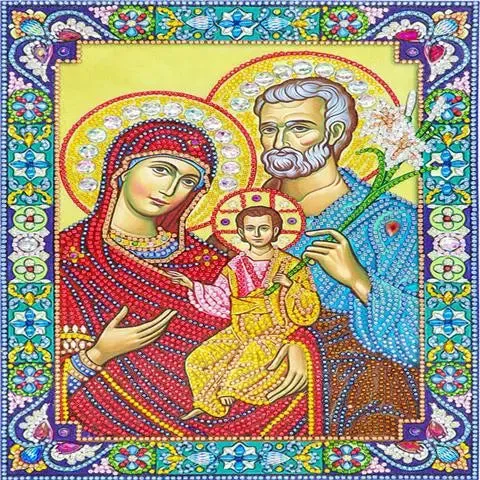 5D Diamond Paiting DIY Jesus Cross Wall Decor Religious Figures Church Utensils Rhinestone Catholic Mary Statue Ortho