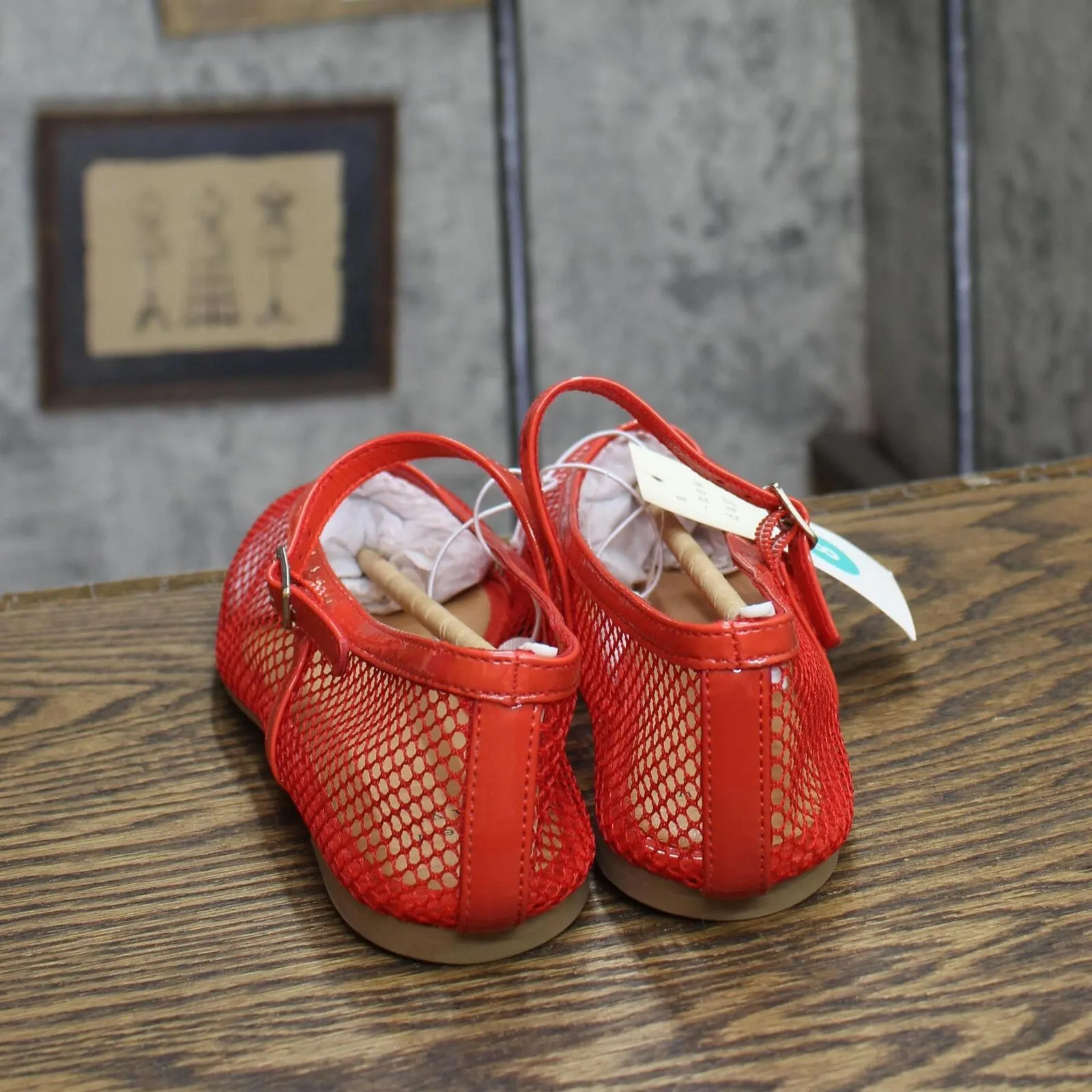 A New Day Issa Mesh Mary Jane Ballet Flats with Memory Foam Insole Red 8M