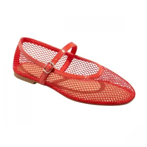 A New Day Issa Mesh Mary Jane Ballet Flats with Memory Foam Insole Red 8M