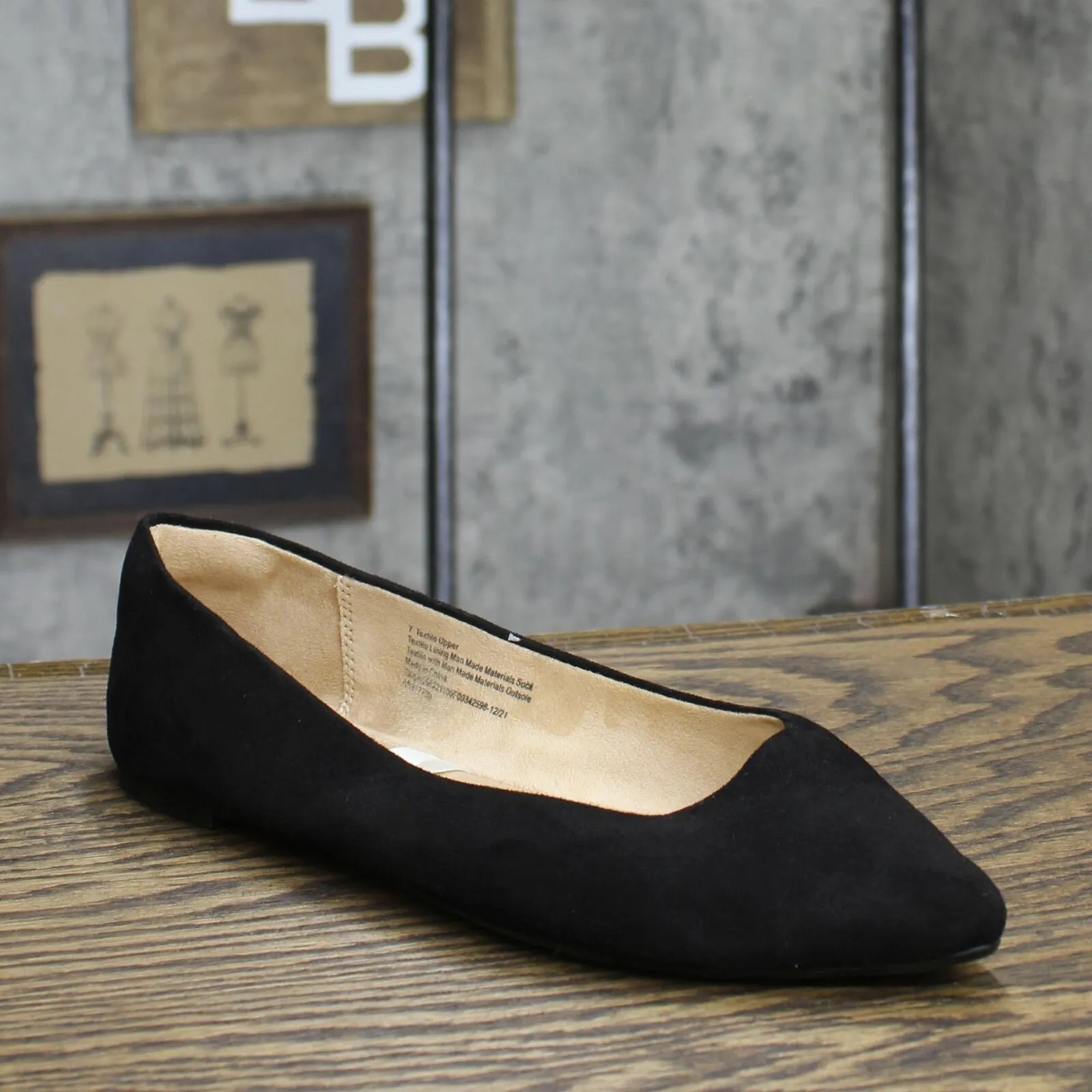 A New Day Women's Corinna Pointed Toe Ballet Flats Black 7