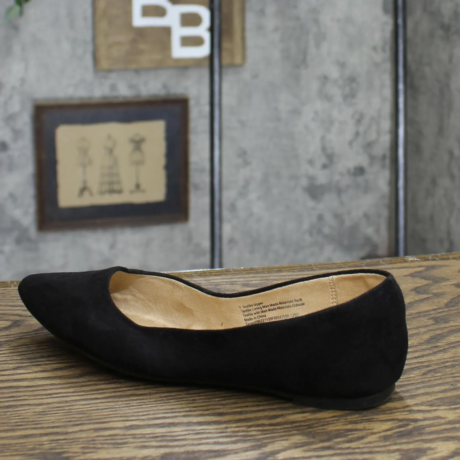 A New Day Women's Corinna Pointed Toe Ballet Flats Black 7