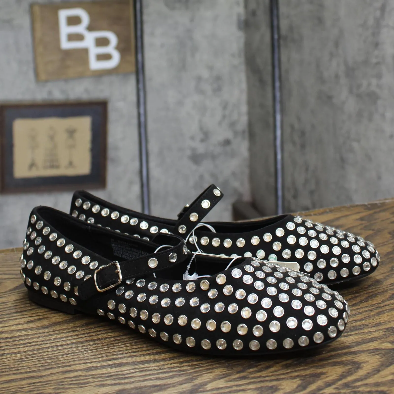 A New Day Womens Issa Rhinestone Mary Jane Ballet Flats 90870756 Black 10M