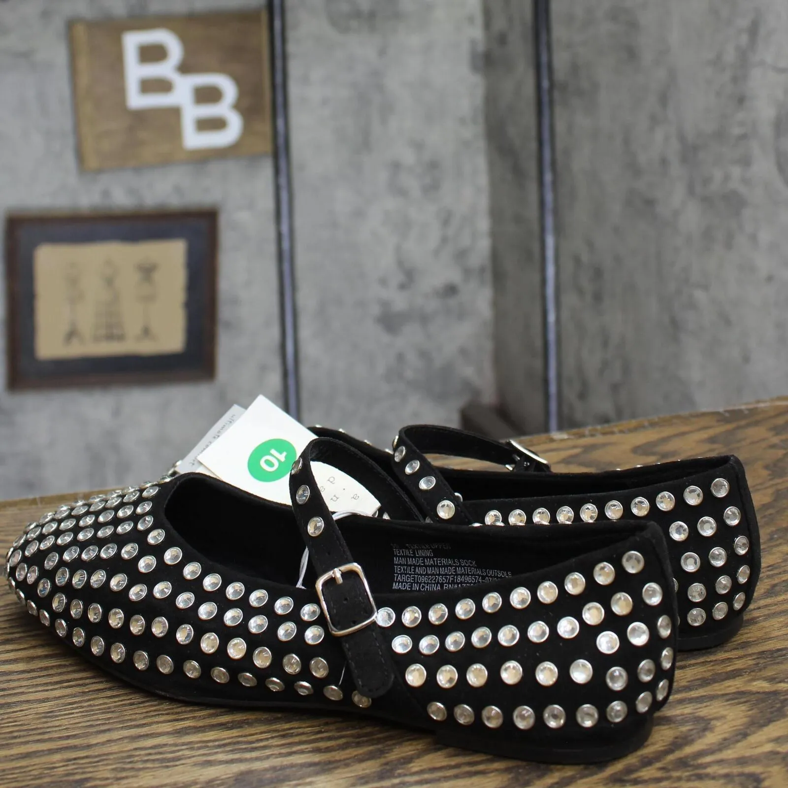 A New Day Womens Issa Rhinestone Mary Jane Ballet Flats 90870756 Black 10M