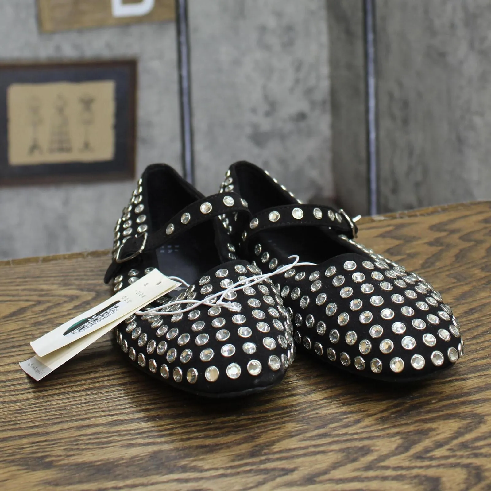 A New Day Womens Issa Rhinestone Mary Jane Ballet Flats 90870756 Black 9M