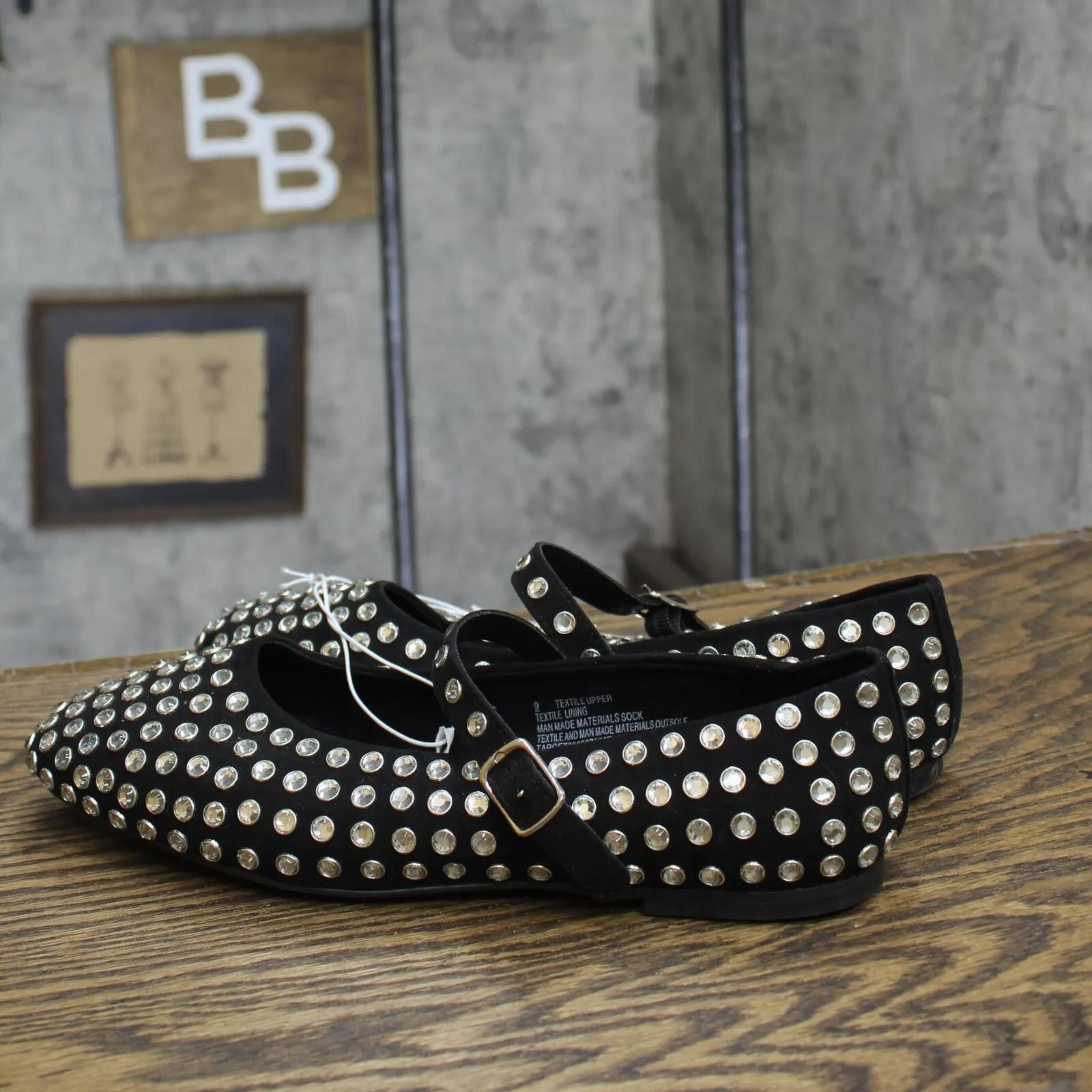 A New Day Womens Issa Rhinestone Mary Jane Ballet Flats 90870756 Black 9M