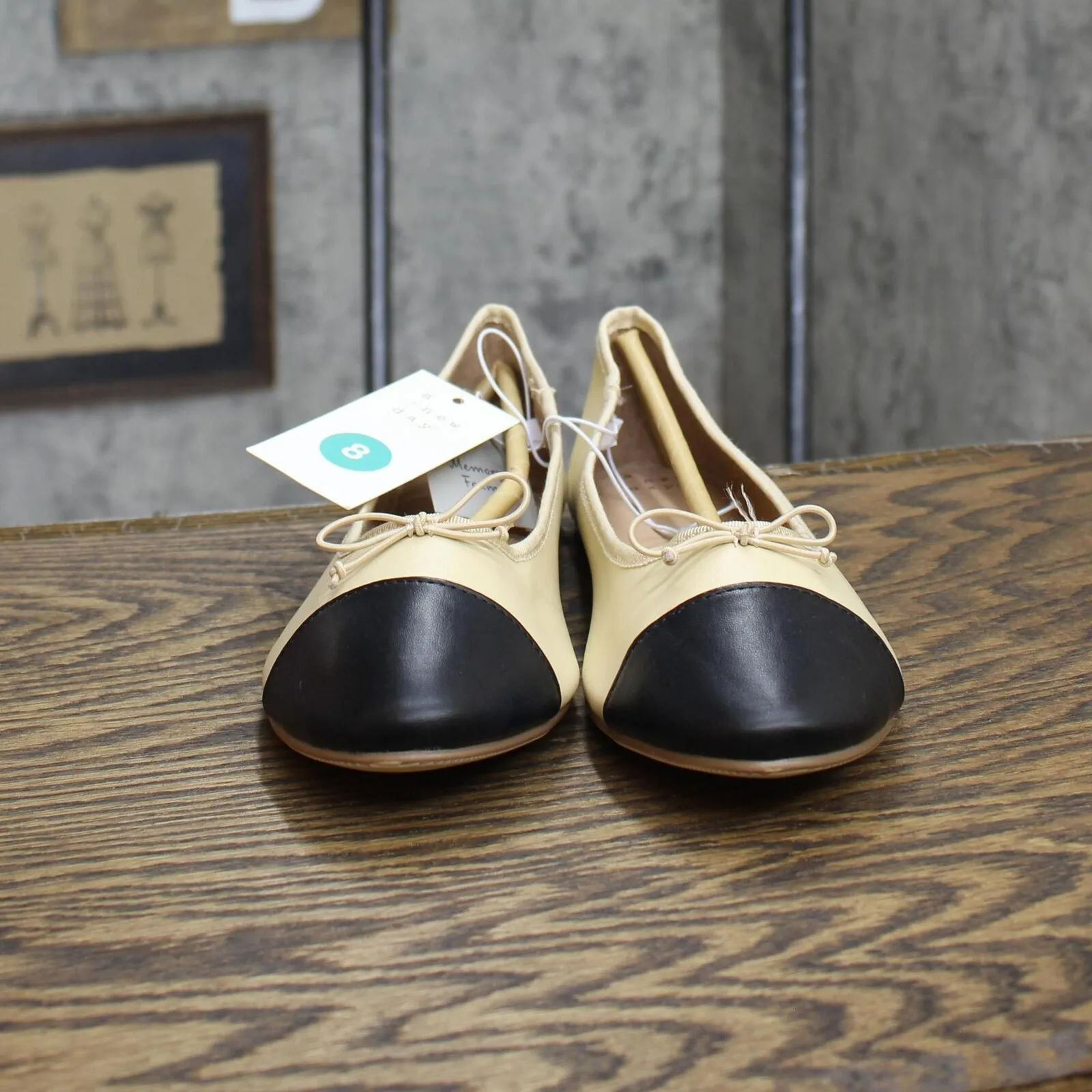 A New Day Women's Janie Ballet Flats with Memory Foam Insole Beige Brown 8M