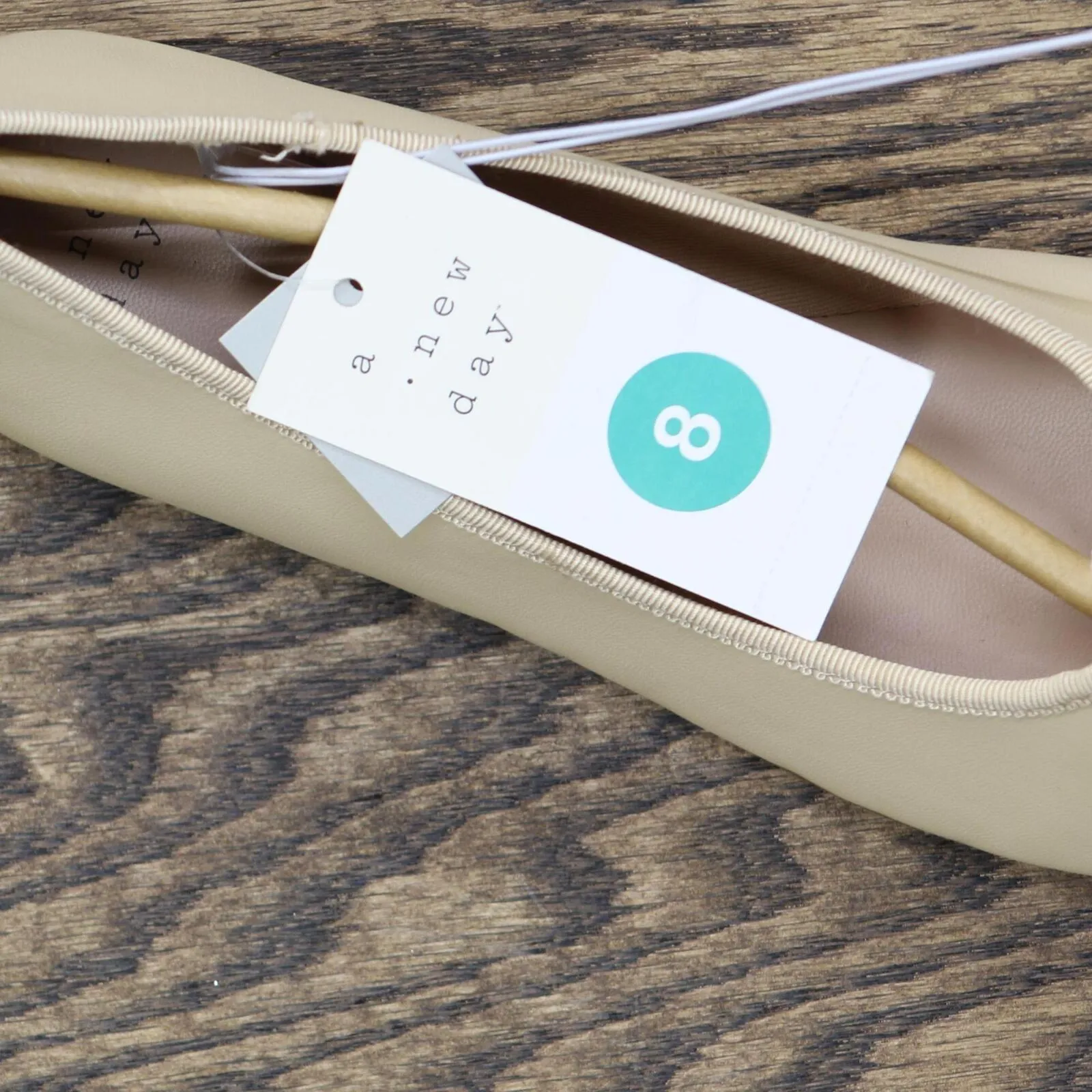 A New Day Women's Janie Ballet Flats with Memory Foam Insole Beige Brown 8M