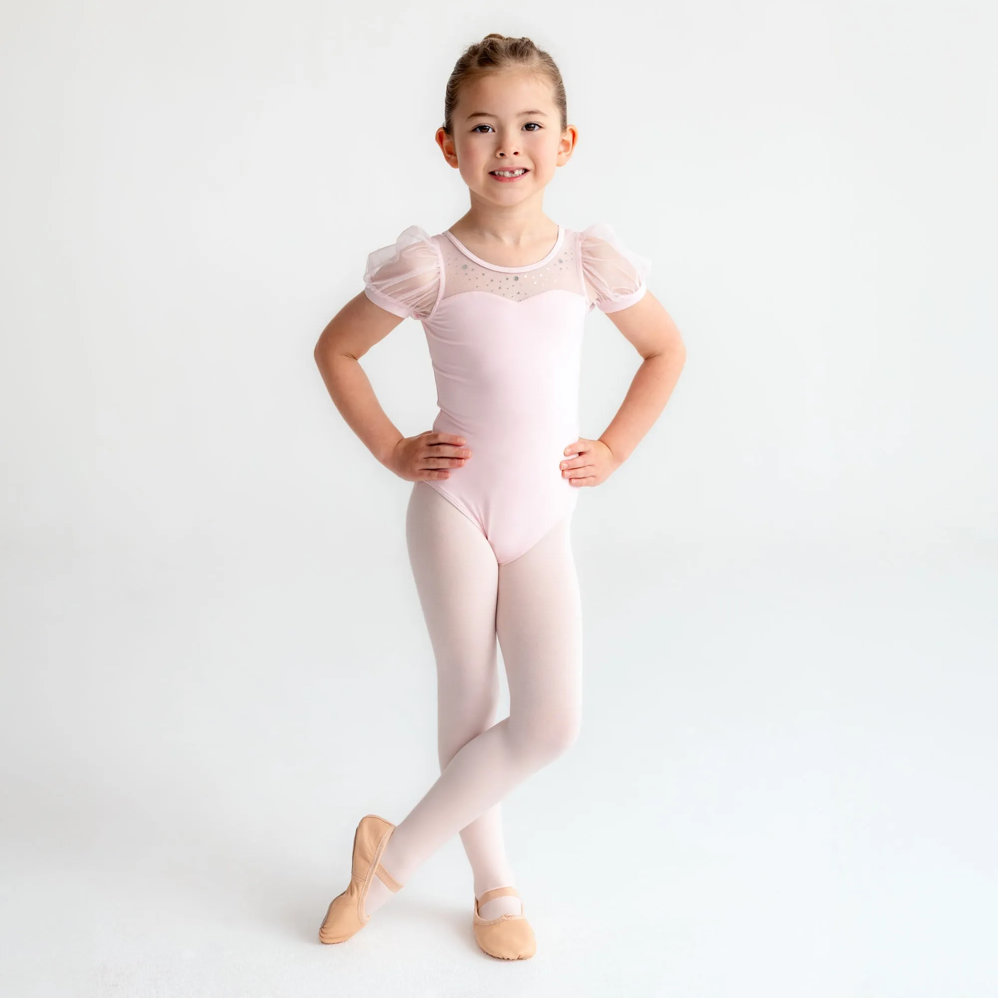 Audrey: Puff Sleeve Leotard with Sequin Collar
