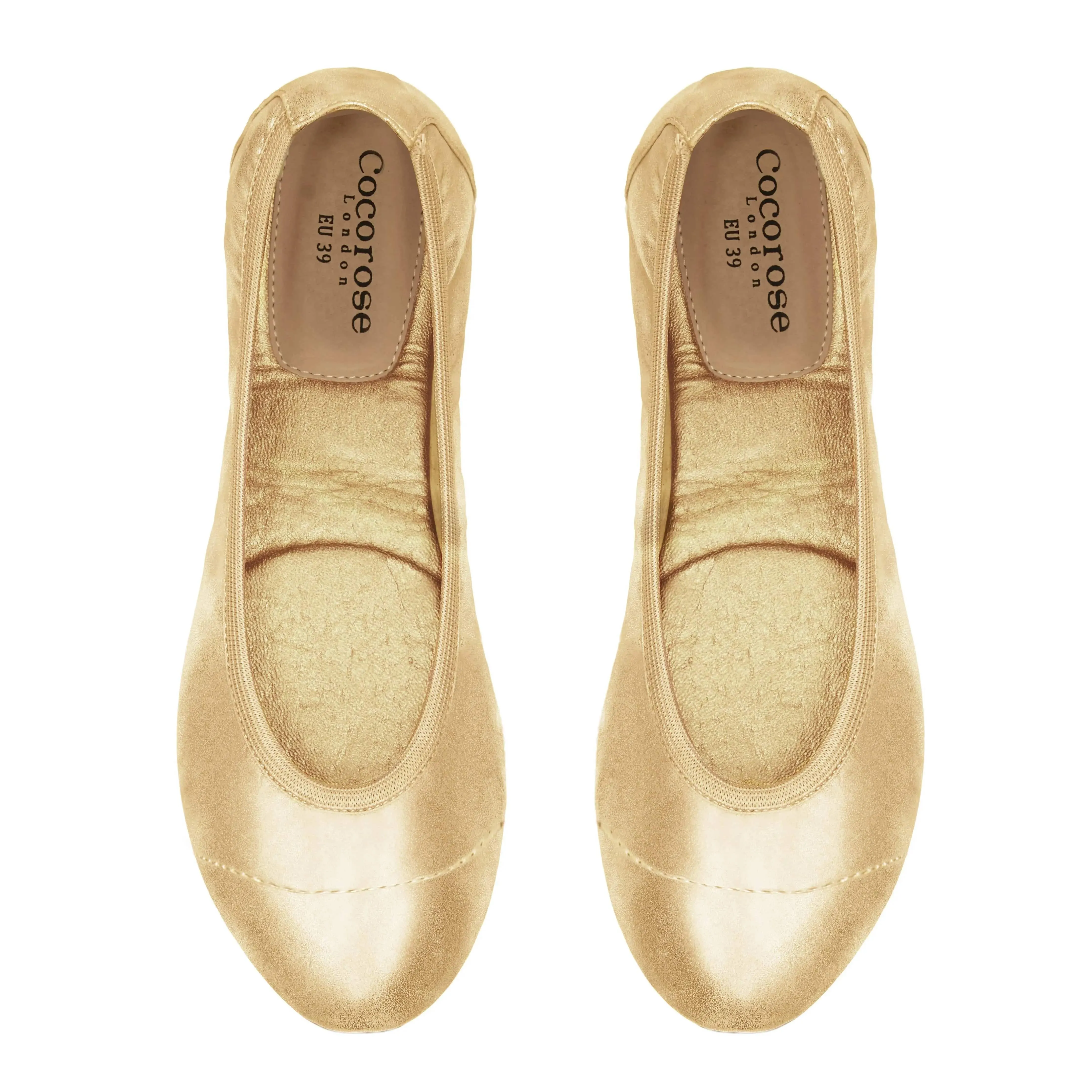 Barbican - Gold Fold Up Ballet Flats (EU36 & EU37)