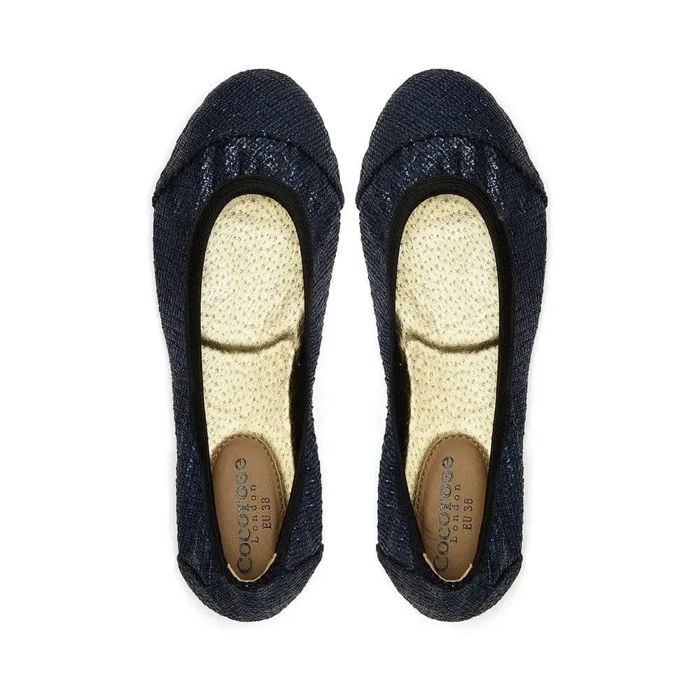 Barbican - Navy Fold Up Ballet Flats