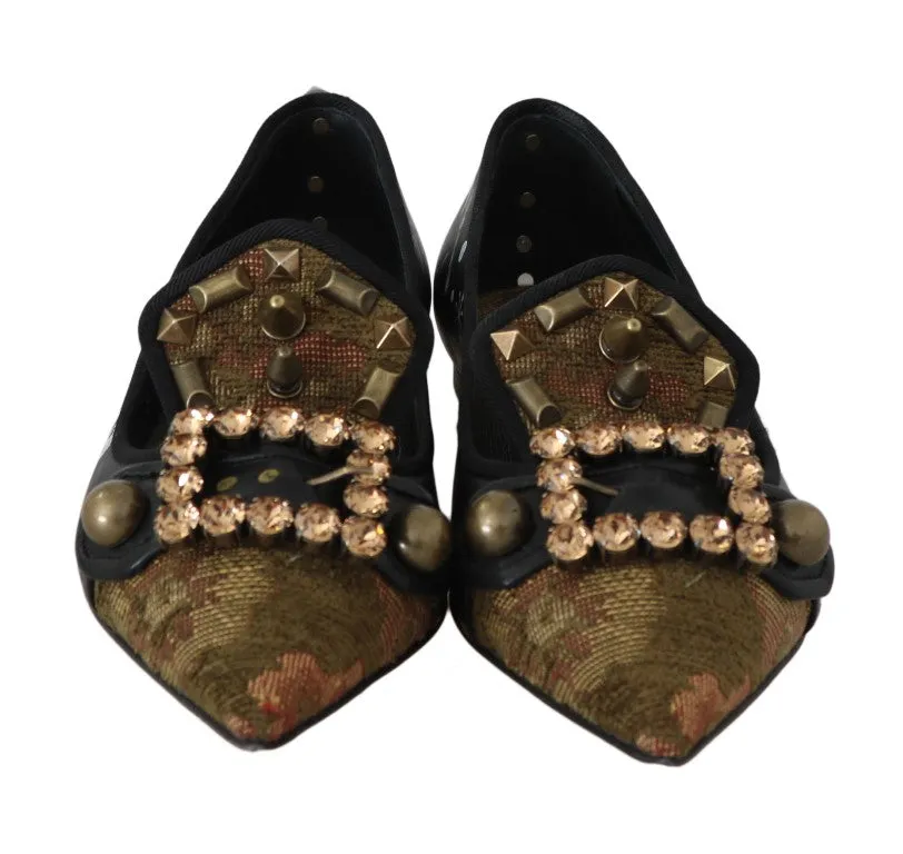 Black Leather Queen Ballet Flats Shoes