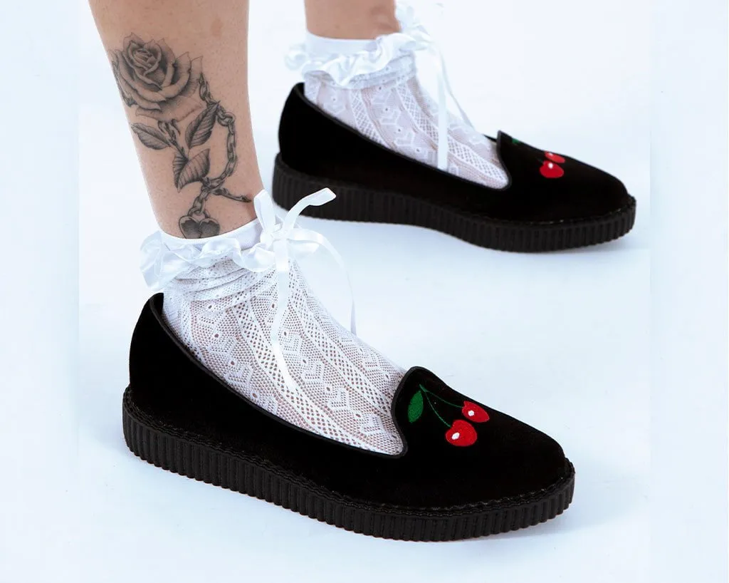 Black Velvet Cherry Ballet Flat