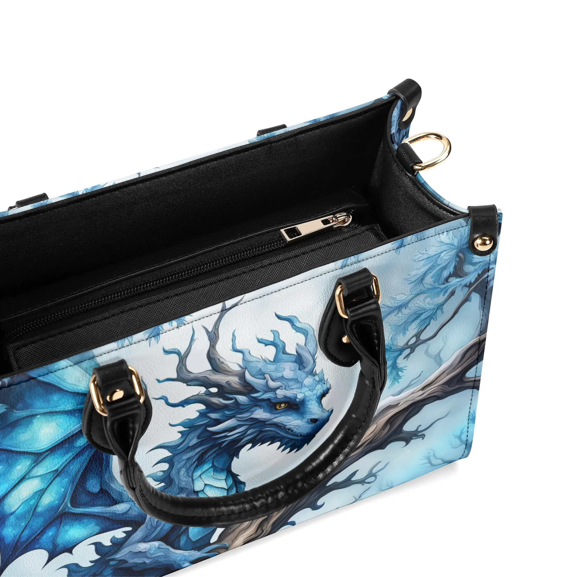 Blue Ice Dragon Luxury Womens Vegan Leather Handbag
