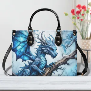 Blue Ice Dragon Luxury Womens Vegan Leather Handbag