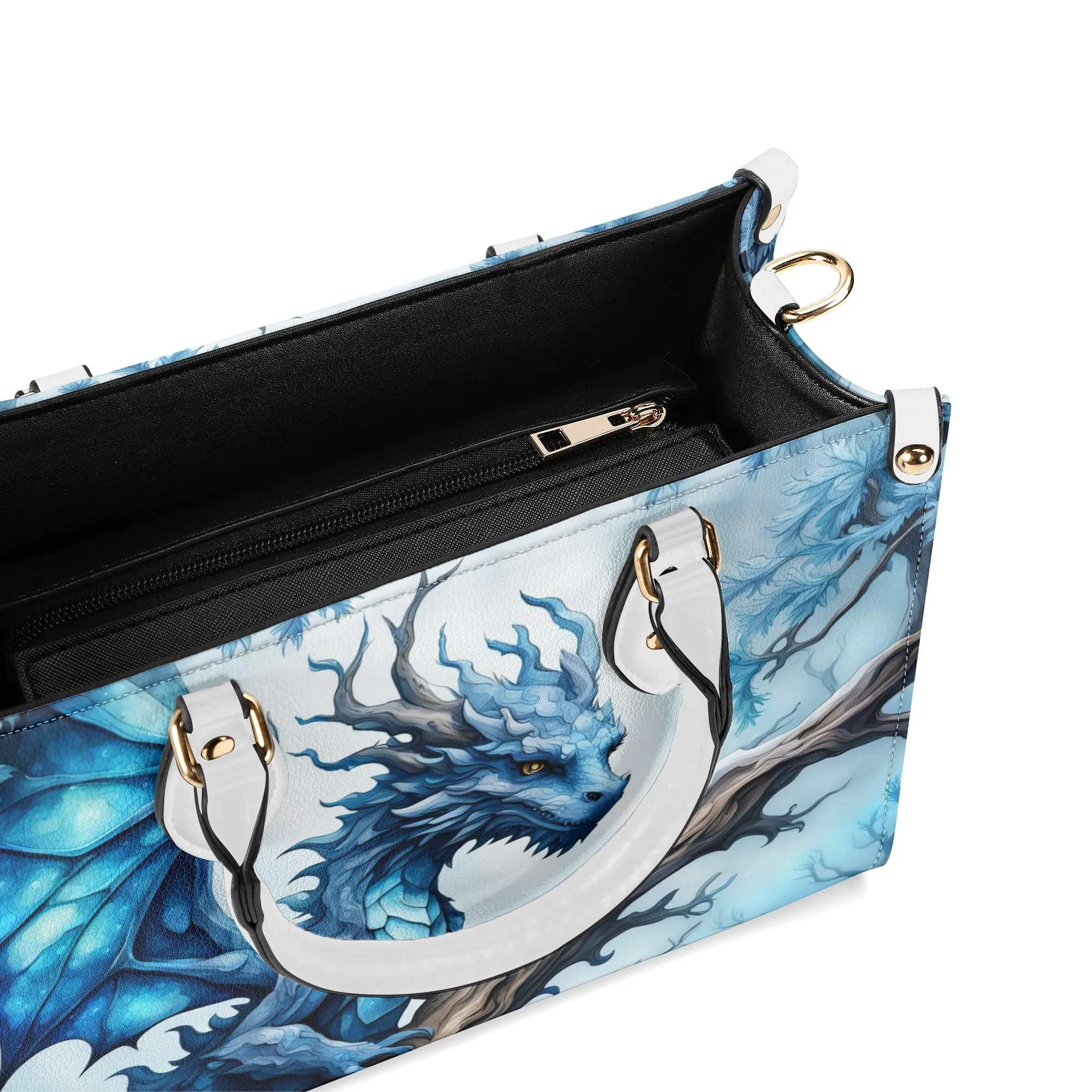 Blue Ice Dragon Luxury Womens Vegan Leather Handbag