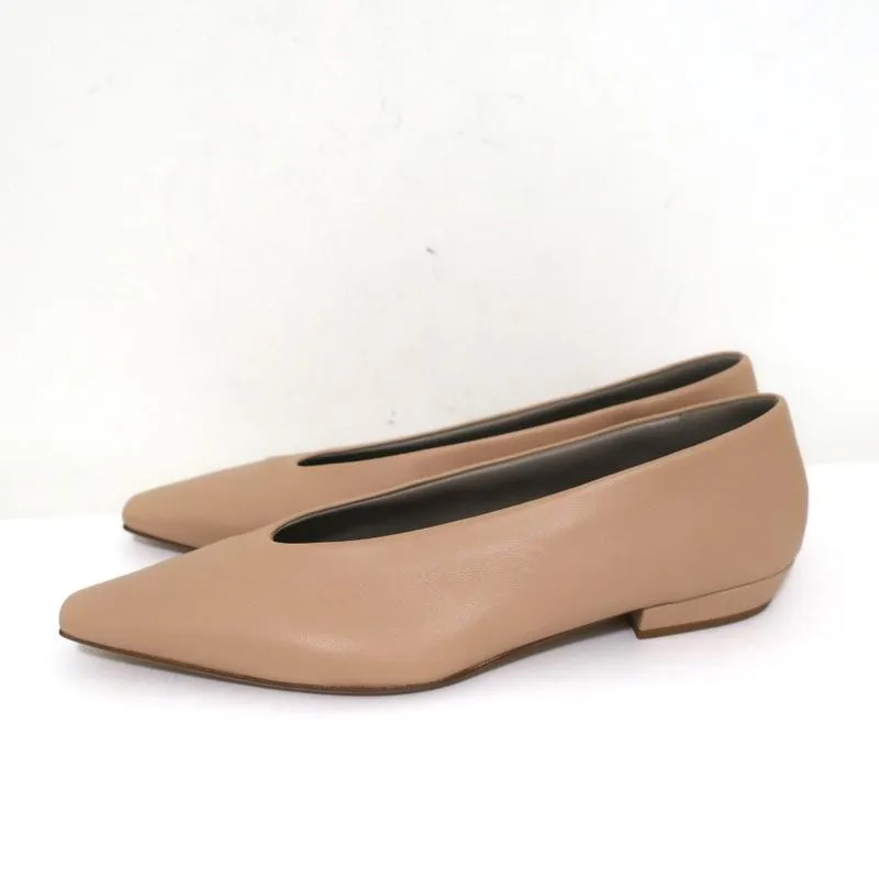 Bottega Veneta Almond Ballet Flats Cipria Beige Leather Size 38 Pointed Toe NEW