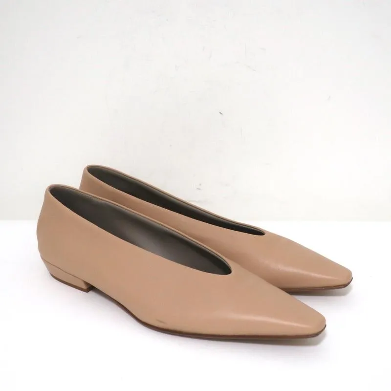 Bottega Veneta Almond Ballet Flats Cipria Beige Leather Size 38 Pointed Toe NEW