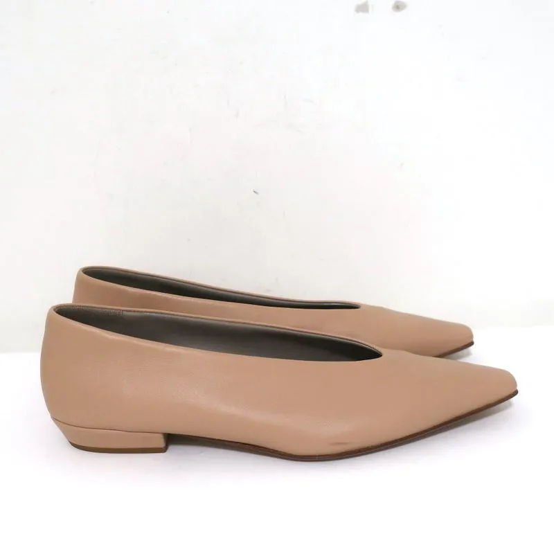 Bottega Veneta Almond Ballet Flats Cipria Beige Leather Size 38 Pointed Toe NEW