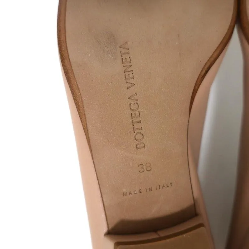 Bottega Veneta Almond Ballet Flats Cipria Beige Leather Size 38 Pointed Toe NEW