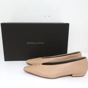 Bottega Veneta Almond Ballet Flats Cipria Beige Leather Size 38 Pointed Toe NEW