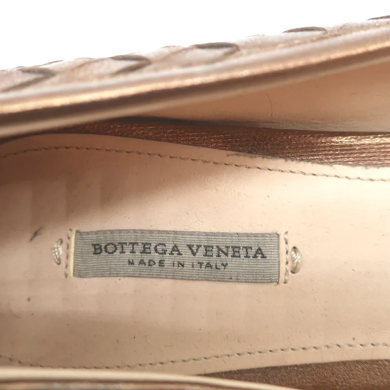 Bottega Veneta Intrecciato Pointed Toe Flats Copper Metallic Leather Size 40