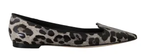 Brown Leather Leopard Ballet Flats
