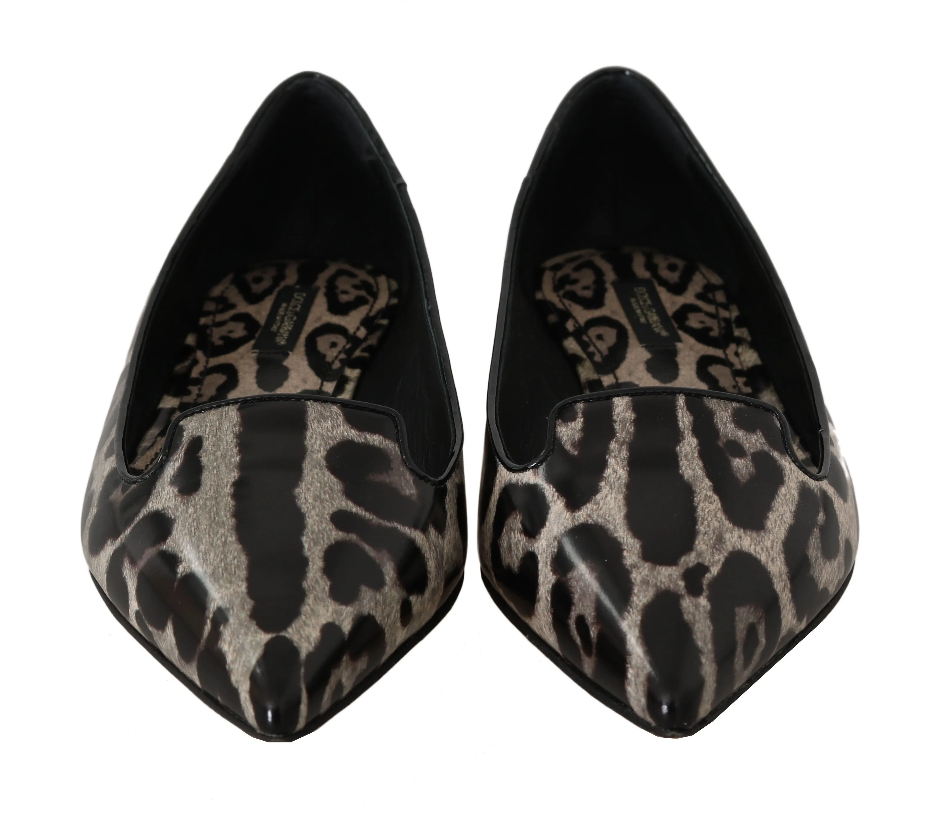Brown Leather Leopard Ballet Flats