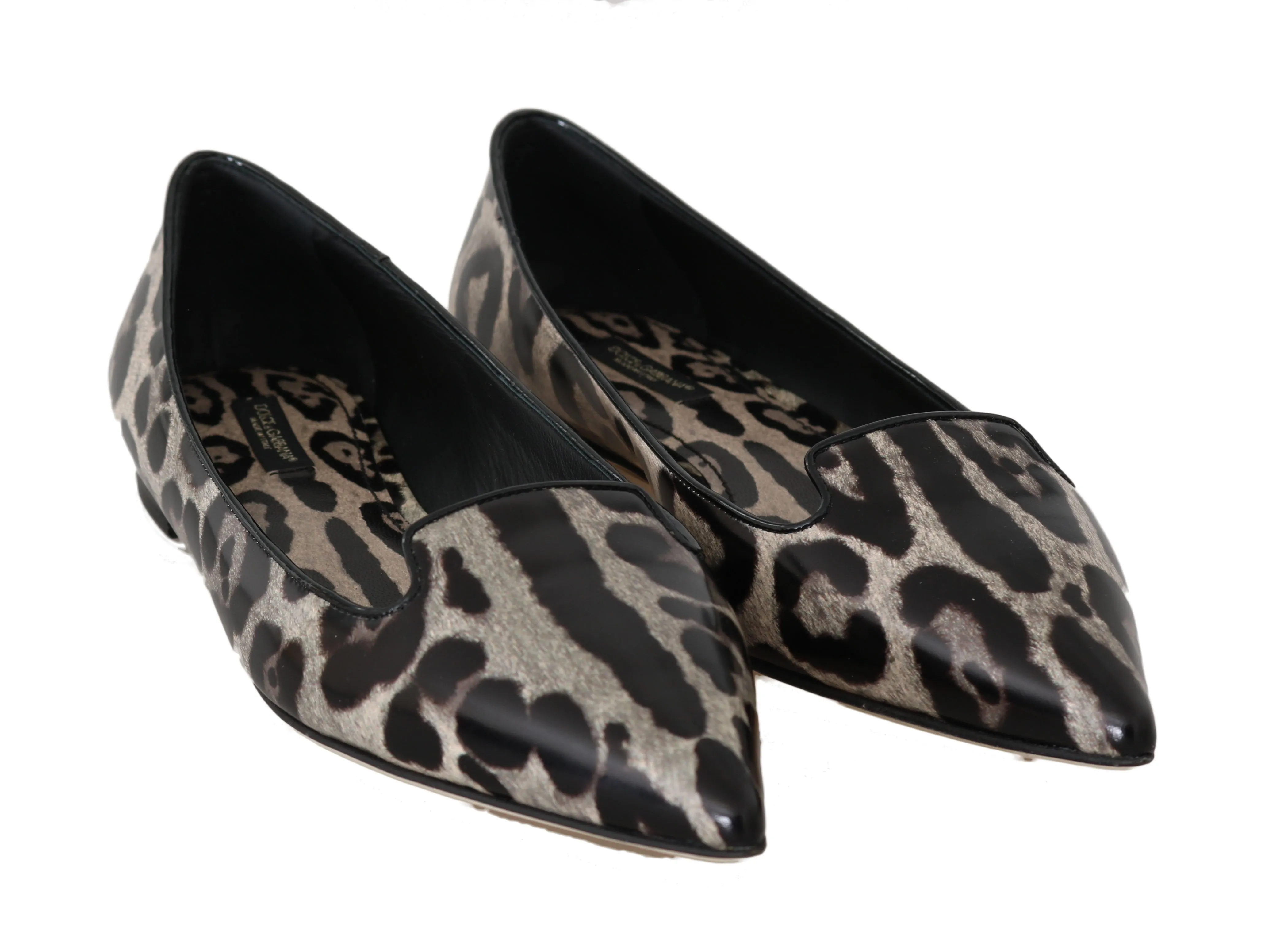 Brown Leather Leopard Ballet Flats