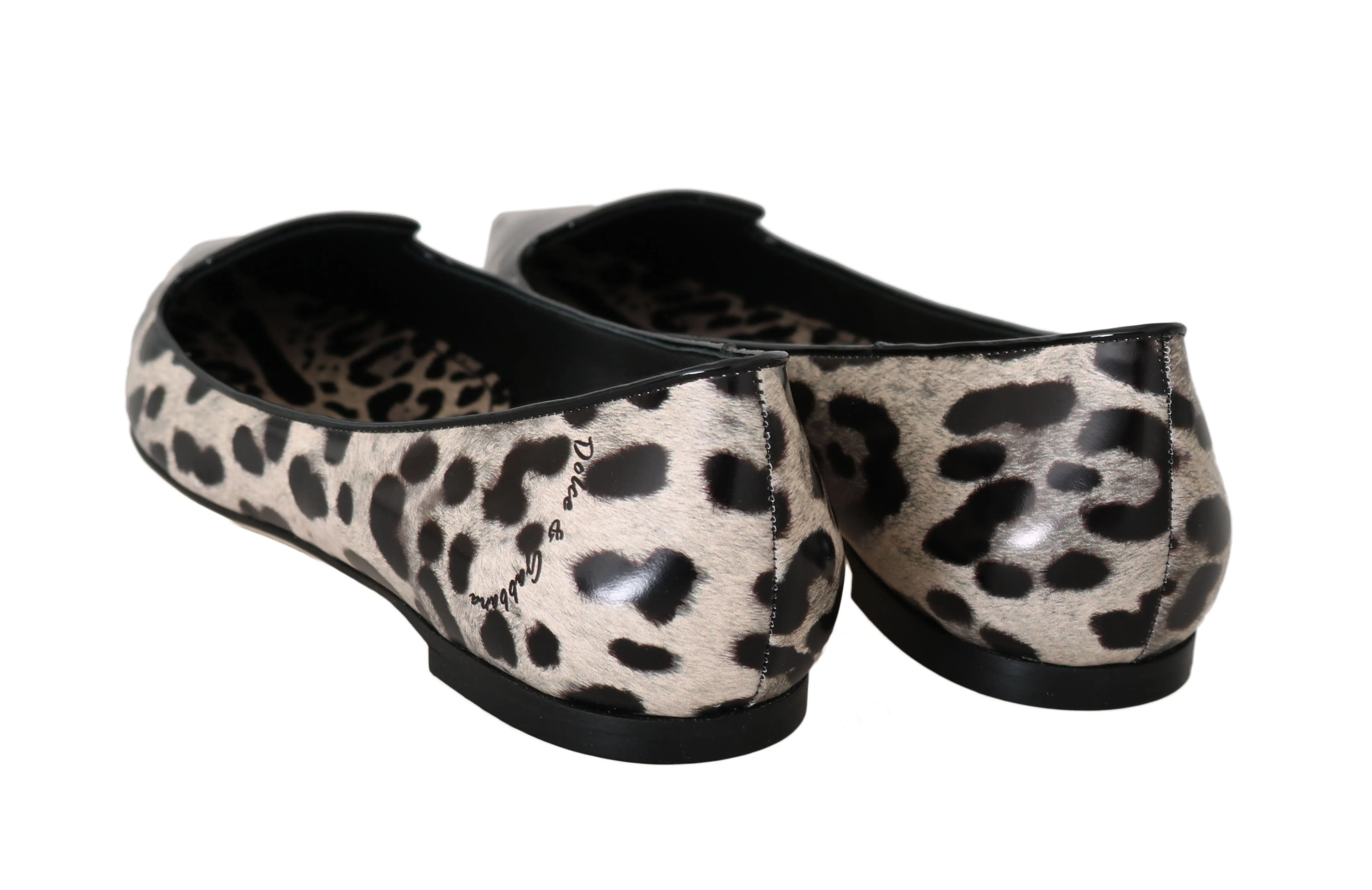 Brown Leather Leopard Ballet Flats