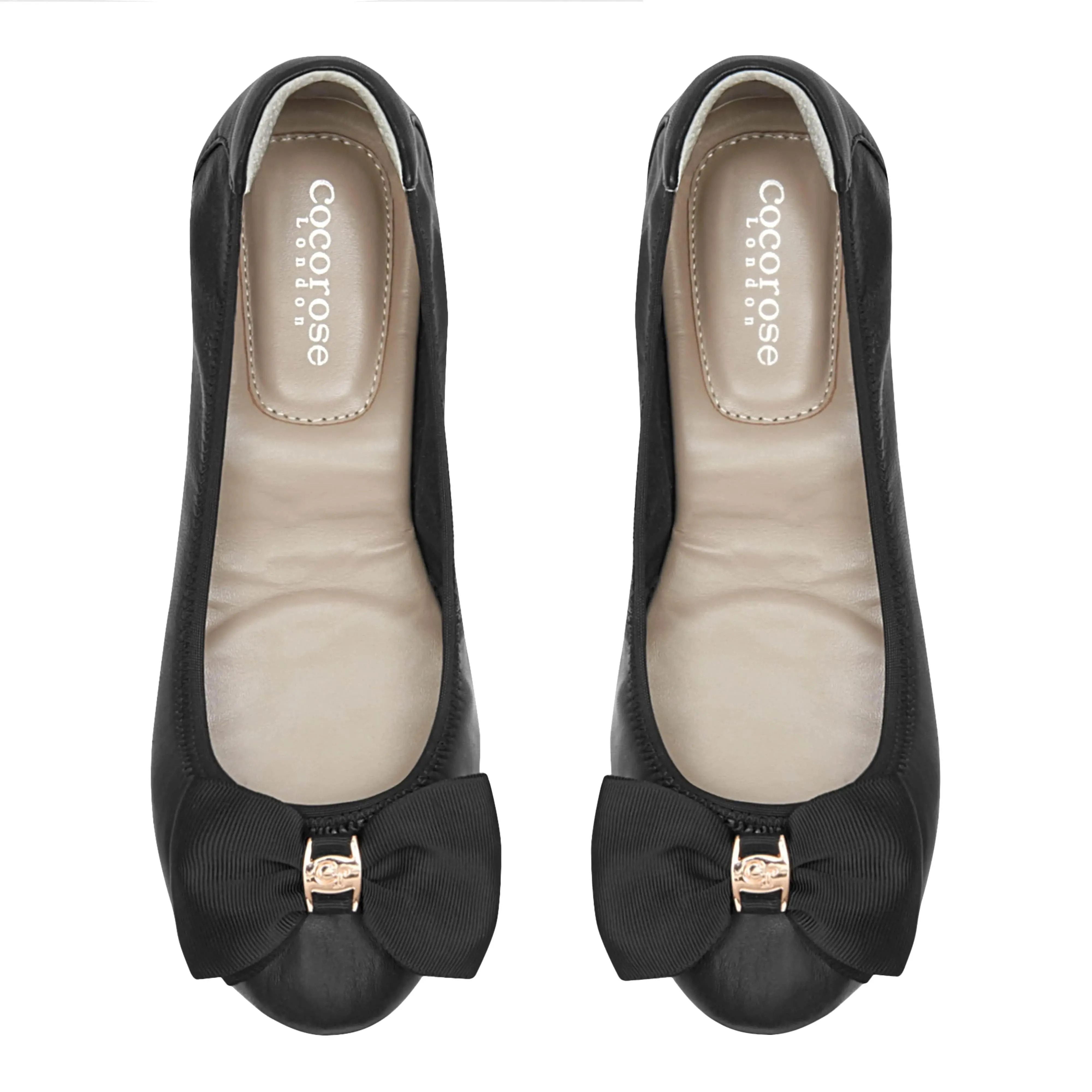 Buckingham - Black Leather Ballerina