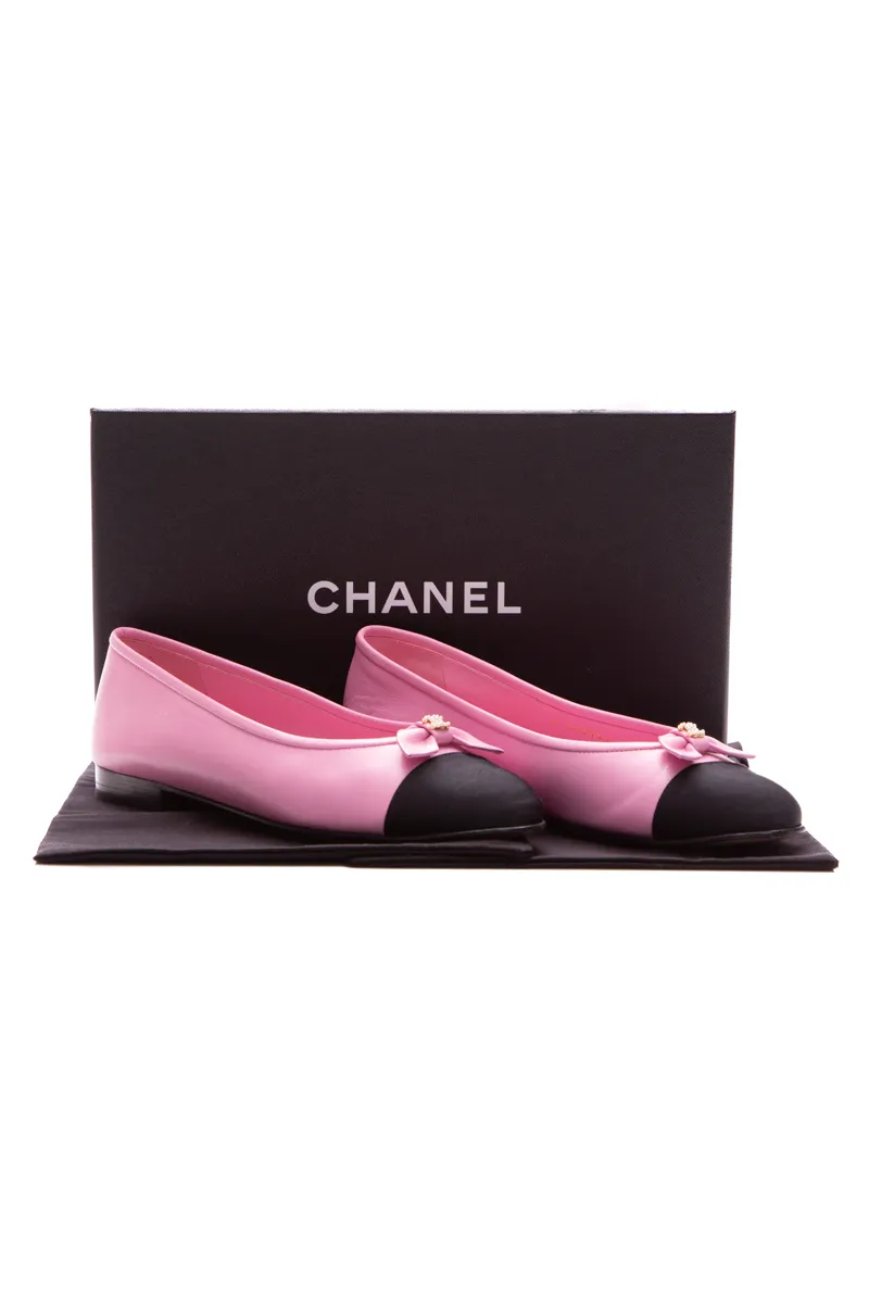 Cap Toe Bow Ballet Flats - Size 38.5