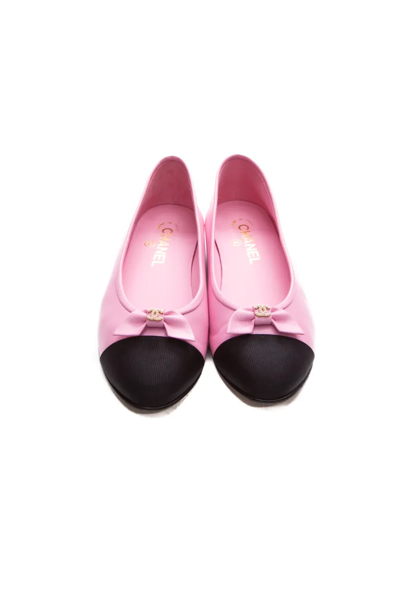 Cap Toe Bow Ballet Flats - Size 38.5