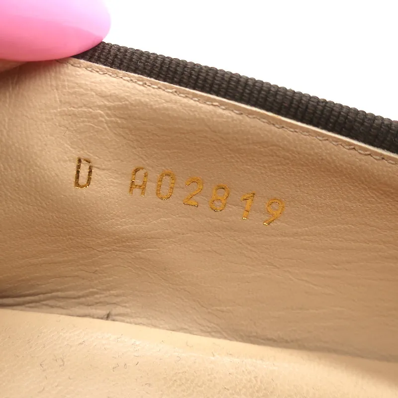 Chanel CC Cap Toe Bow Ballet Flats Dark Brown/Black Lambskin Leather Size 42