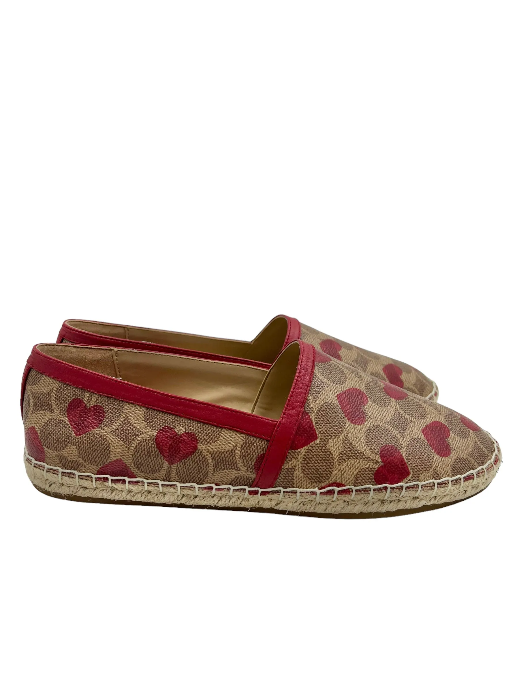 Coach Collins Heart Motif Signature Print Size 10 Espadrilles