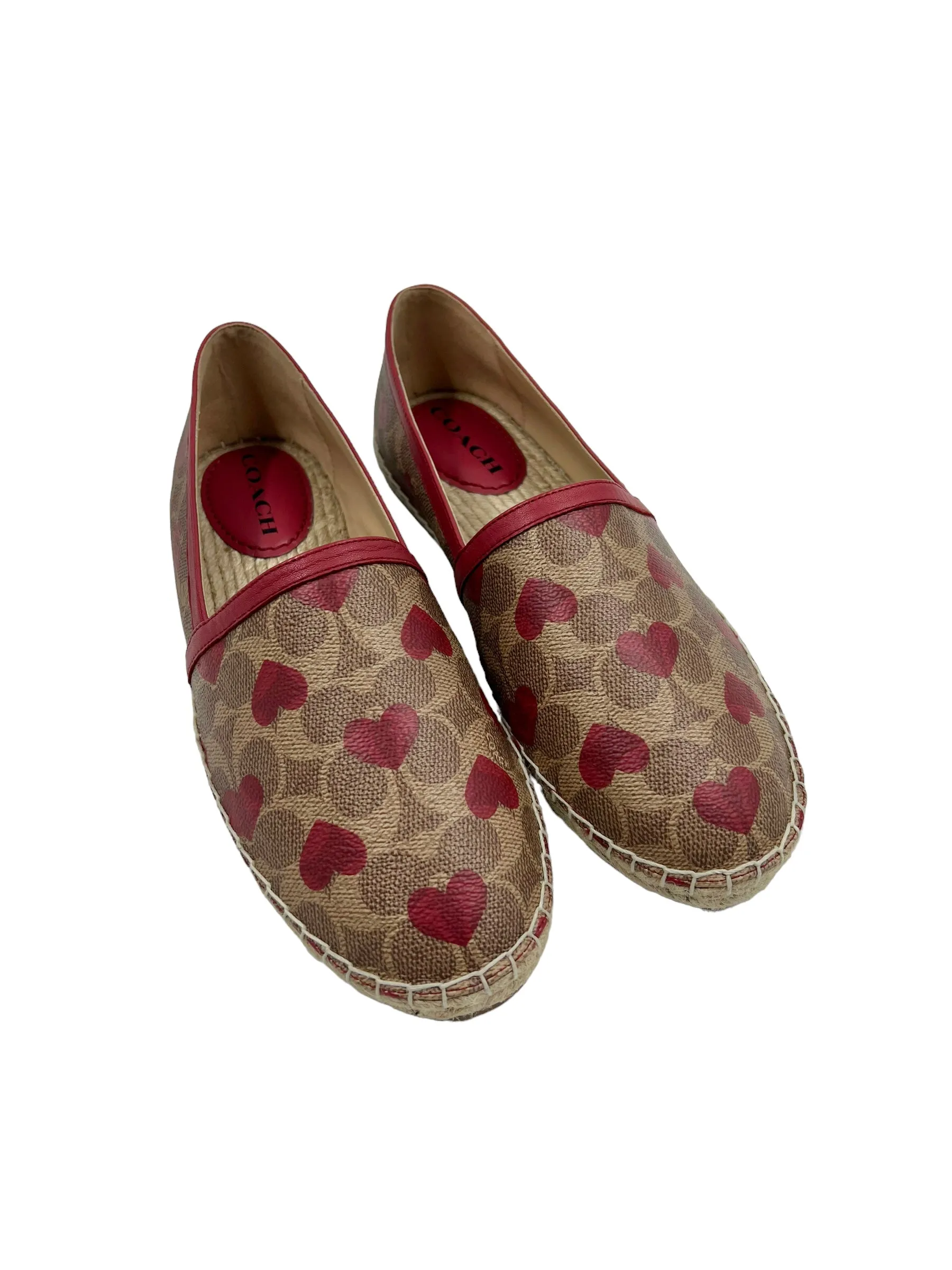 Coach Collins Heart Motif Signature Print Size 10 Espadrilles