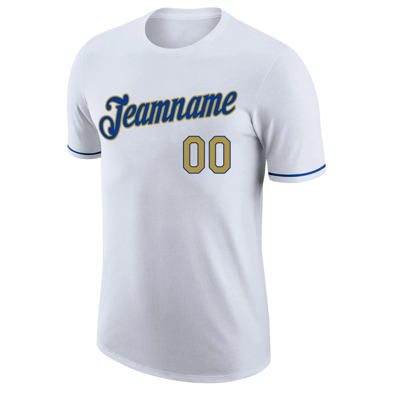 Custom White Old Gold-Royal Performance T-Shirt