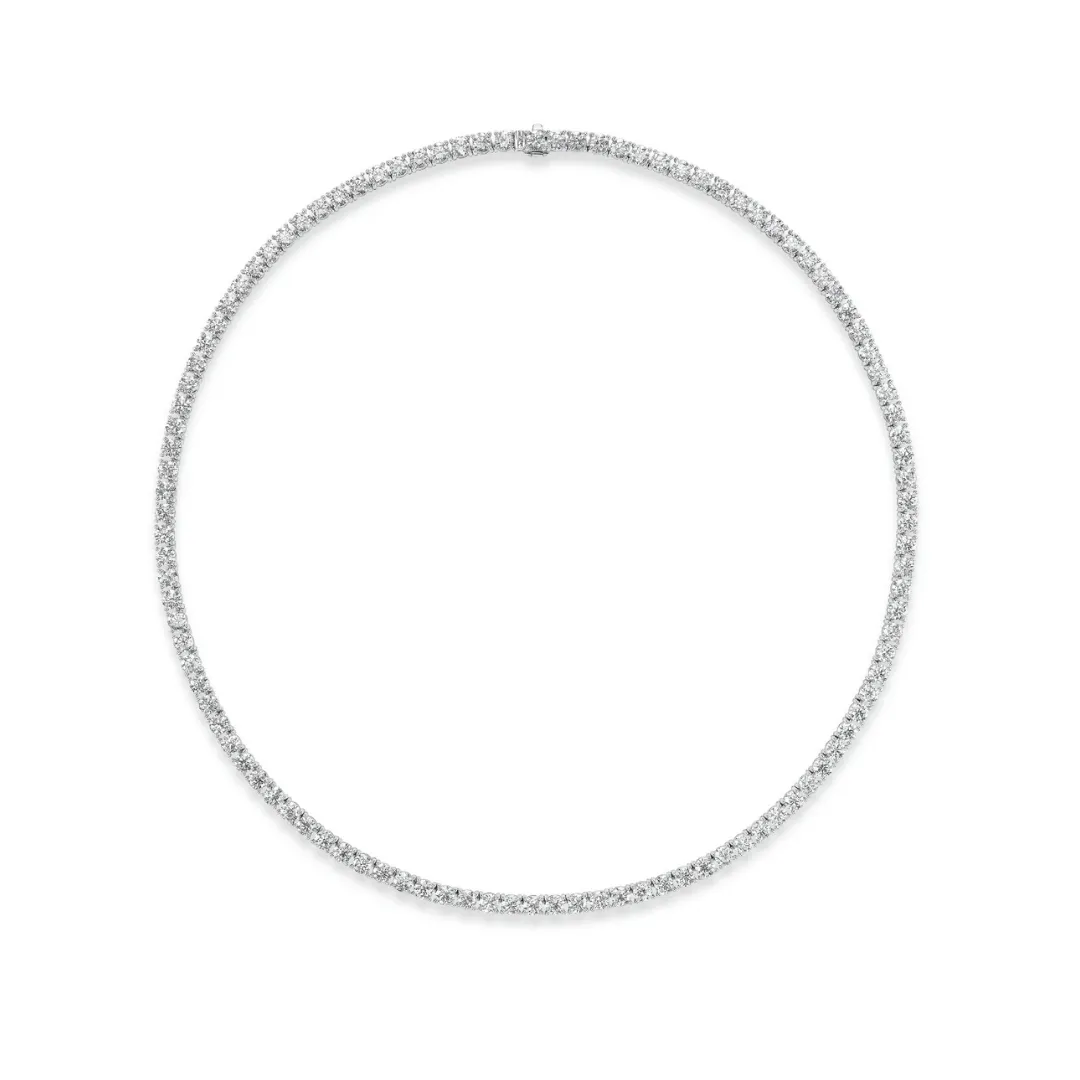 David Weisz 18k White Gold Diamond Tennis Necklace - 4.83 ctw