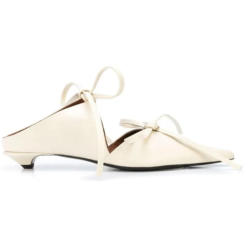 Deep-mouth Cat-heel Sandals Pointed Toe Mules