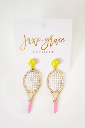 Enamel Tennis Raquet Earrings