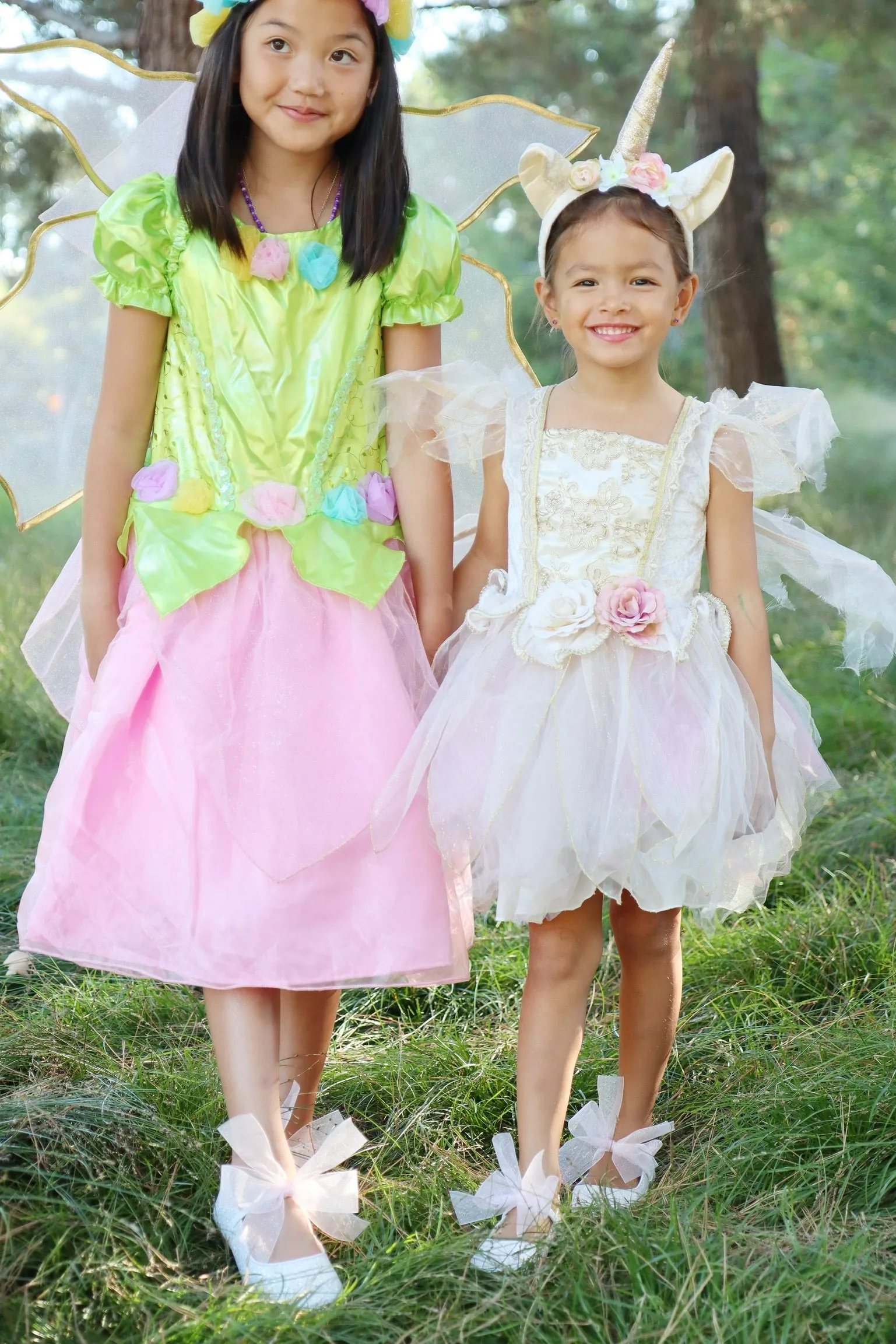 Fairy Inspired Shoes -  White Rock Glitter Mary Jane Flats with Chiffon Bow