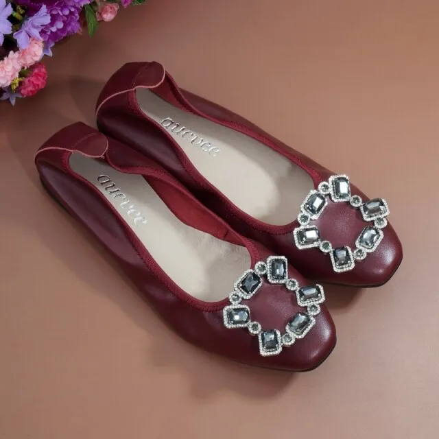 Genuine Leather Soft Womens Ballerina Flat Shoes