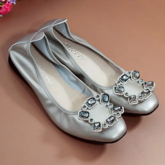 Genuine Leather Soft Womens Ballerina Flat Shoes