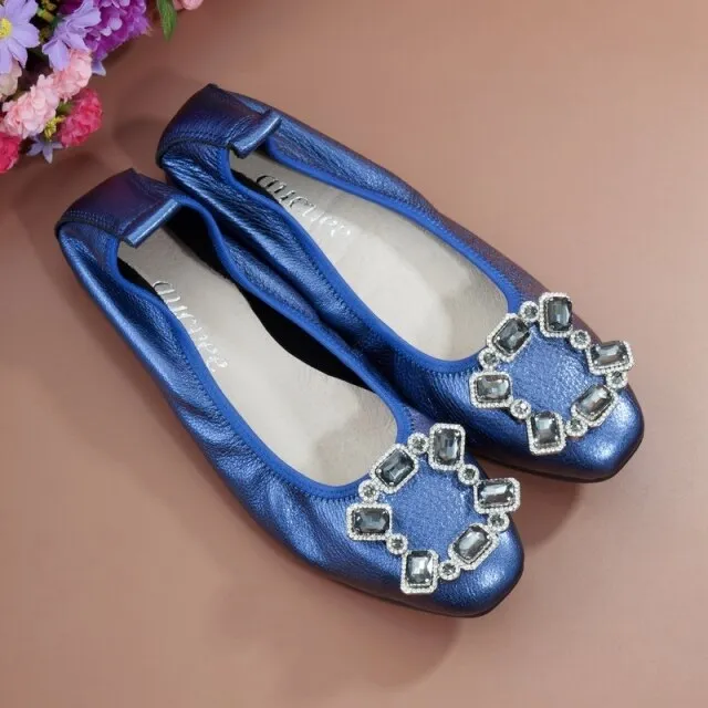 Genuine Leather Soft Womens Ballerina Flat Shoes