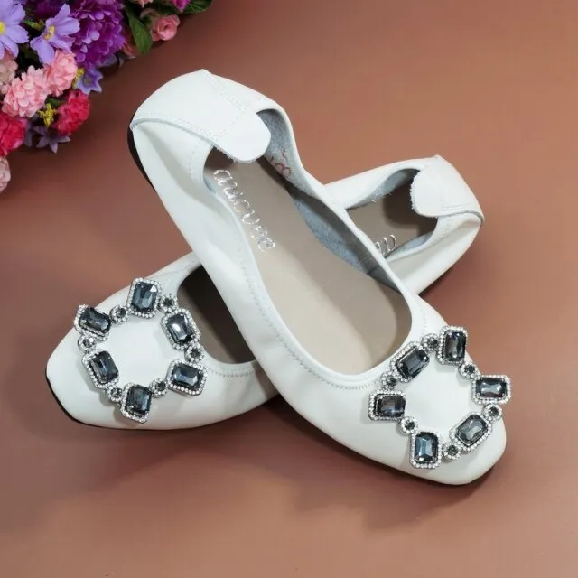 Genuine Leather Soft Womens Ballerina Flat Shoes