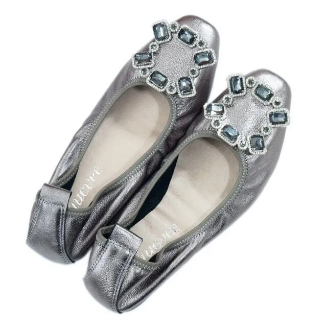 Genuine Leather Soft Womens Ballerina Flat Shoes