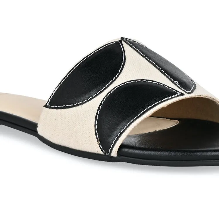 Geometric Canvas Black Flats