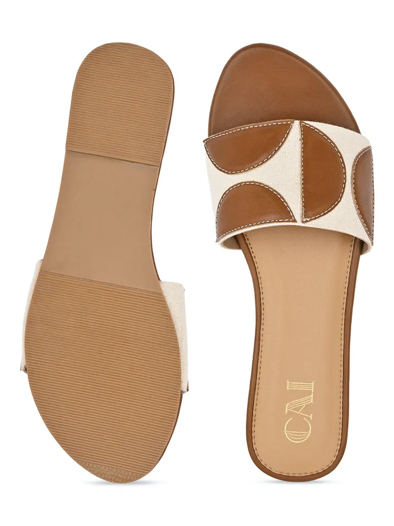 Geometric canvas tan flats